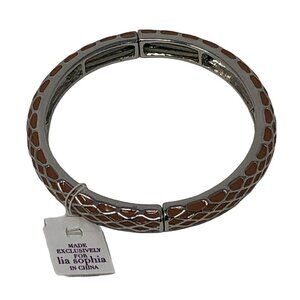 Lia Sophia Bracelet Burnt Orange Silver‎ Tone Stretch Bangle Honey Lust